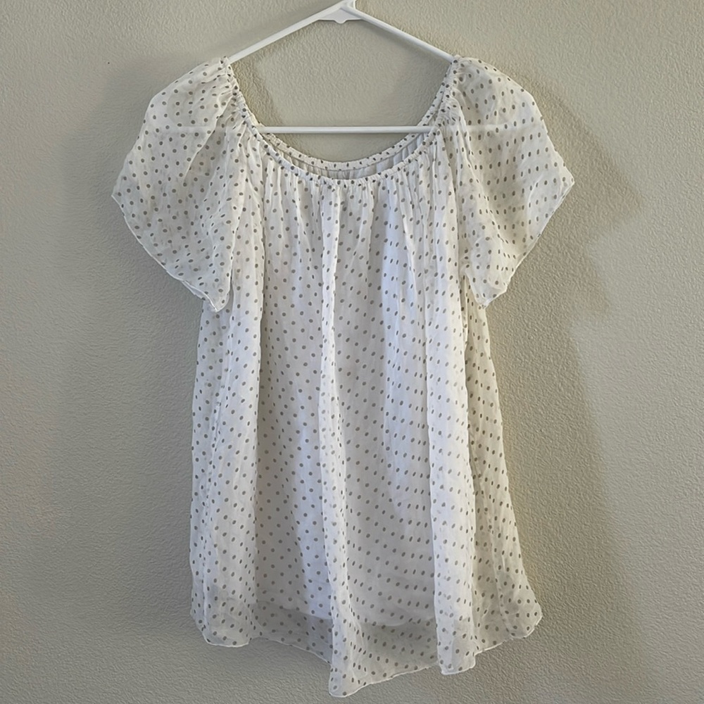 Luisa Ricci small silk short sleeve flowy top, nwt